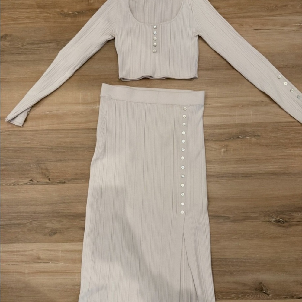 Zara Elegant Cream Skirt Set